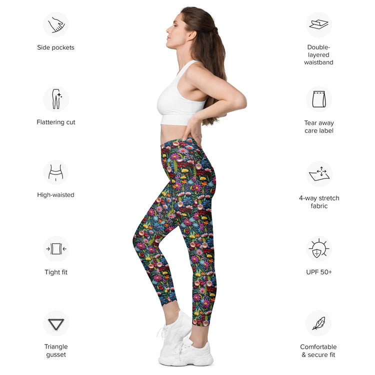 High-Waisted Fall All-Over Print Pocket Leggings | Eco-Friendly Semi-Compression Workout & Casual Wear The Aurora Touch