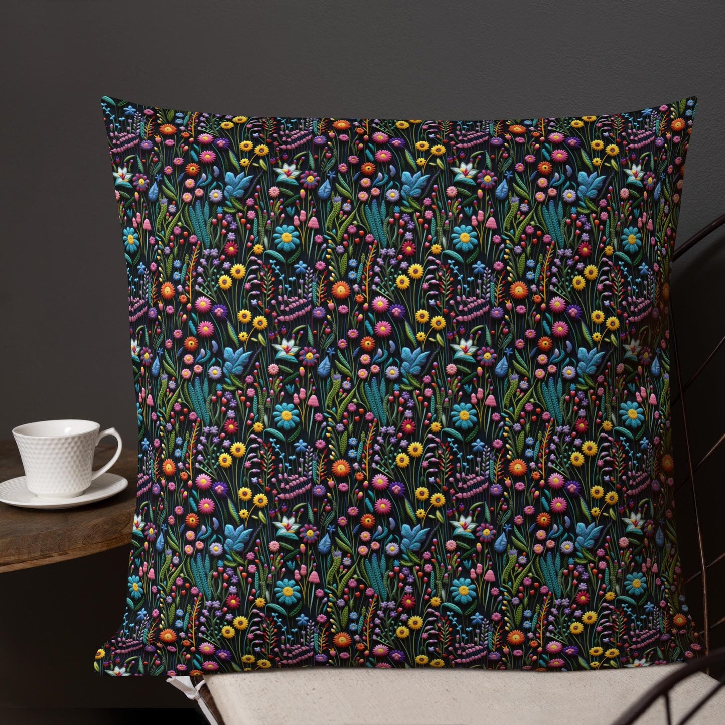 Premium Floral All-Over Print Throw Pillow - Soft Couch & Bed Cushion for Cozy Decor