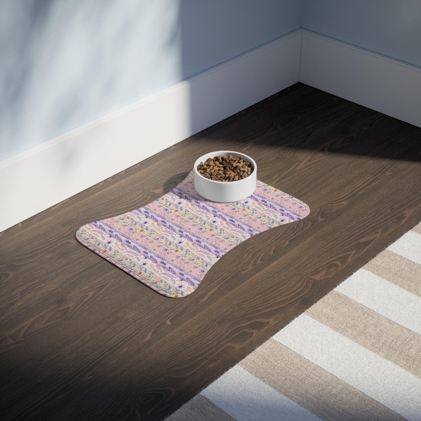 Floral Pet Feeding Mats for Stylish Dining, Dog Dish Mat, Kitty Bowl Mat, Non-Slip Animal Feeding Pad, Pet Decor Gift