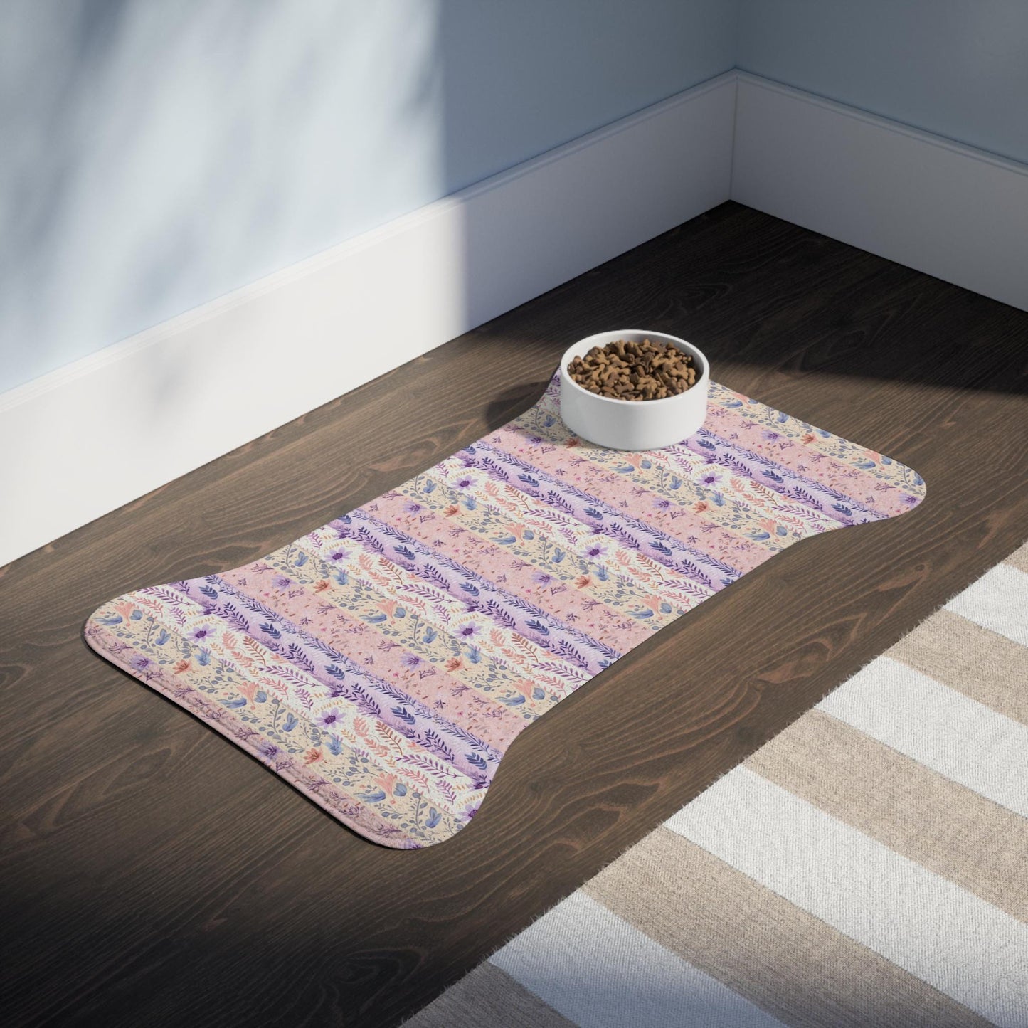 Floral Pet Feeding Mats for Stylish Dining, Dog Dish Mat, Kitty Bowl Mat, Non-Slip Animal Feeding Pad, Pet Decor Gift