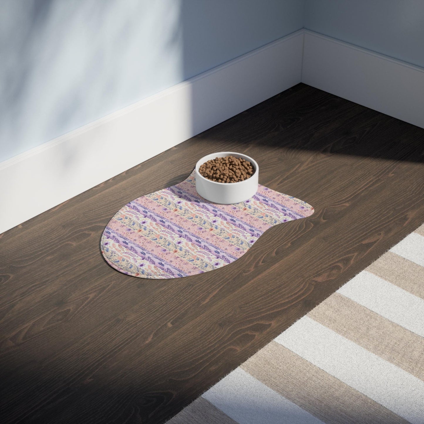 Floral Pet Feeding Mats for Stylish Dining, Dog Dish Mat, Kitty Bowl Mat, Non-Slip Animal Feeding Pad, Pet Decor Gift