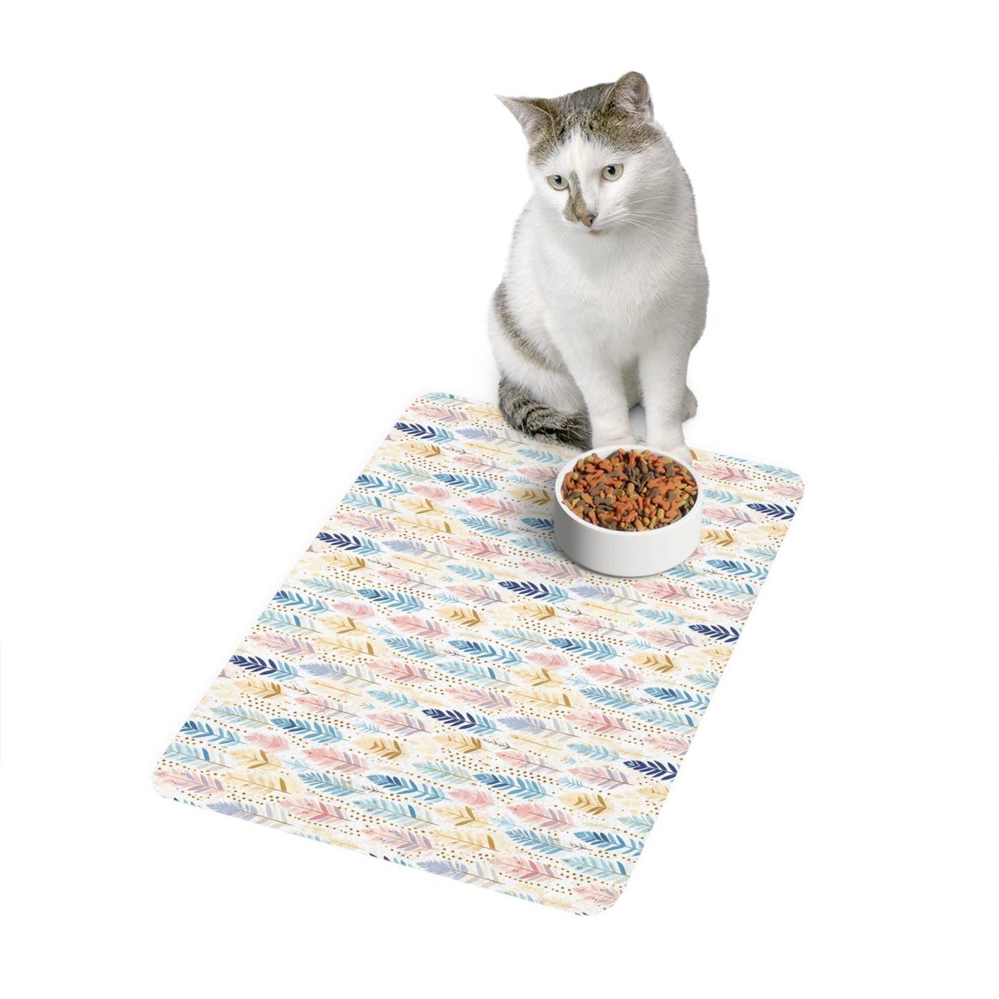 Watercolor Floral Pet Food Mat | Cute Dog Cat Feeding Mat, Non-Slip Dog Dish Mat, Pet Accessories, Gift for Pet Lovers
