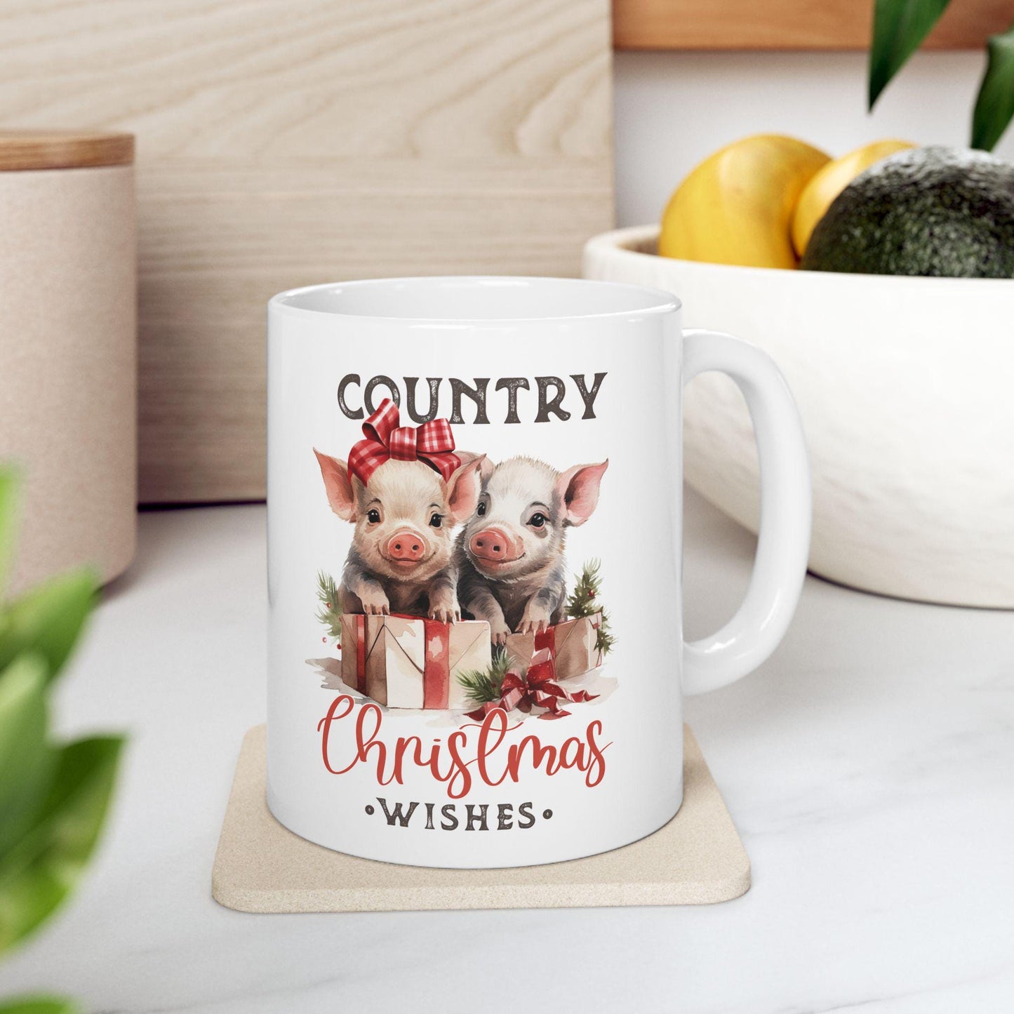 Taza de cerámica de animales de granja, taza de granjeros, taza novedosa para las fiestas, taza de café caliente, taza de regalo de Navidad, tamaño de 11 oz o 15 oz