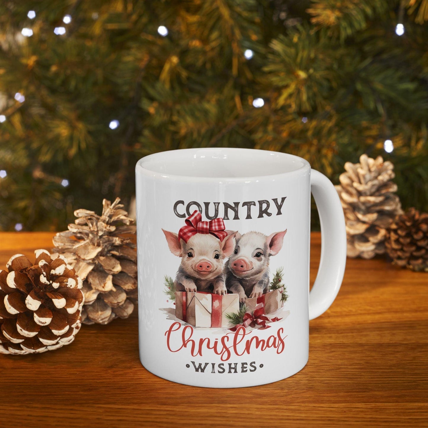 Taza de cerámica de animales de granja, taza de granjeros, taza novedosa para las fiestas, taza de café caliente, taza de regalo de Navidad, tamaño de 11 oz o 15 oz