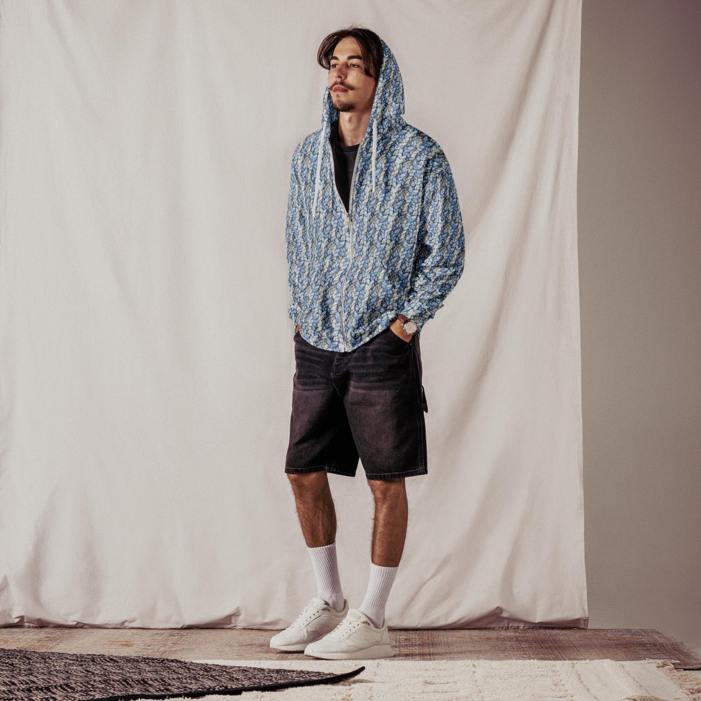 Men's Casual All Over Print Stylish Zip Hoodie - Trendy Fashion Hoodie - Unique Graphic Design - Perfect for Everyday Wear