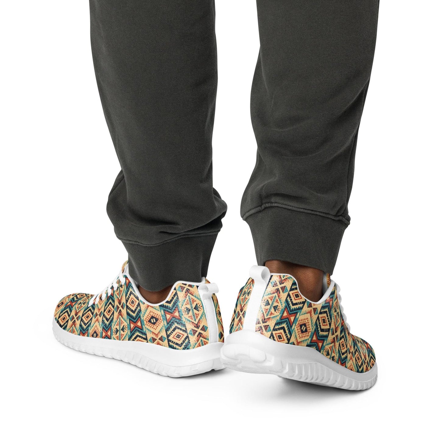 Men’s colorful western pattern athletic shoes all over print stylish comfy walking gym casual wear soft fabric shoe