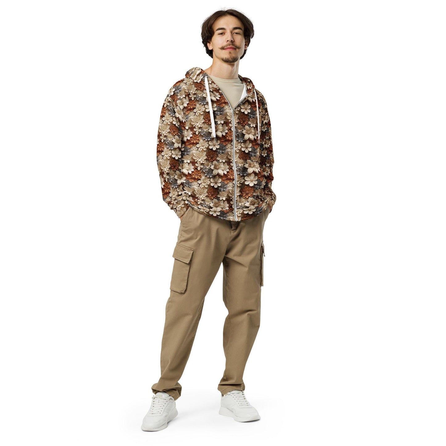 Men's All Over Print Zip Hoodie | Fall Theme Design | Relaxed Jacket for Cool Weather | Stylish and Comfortable