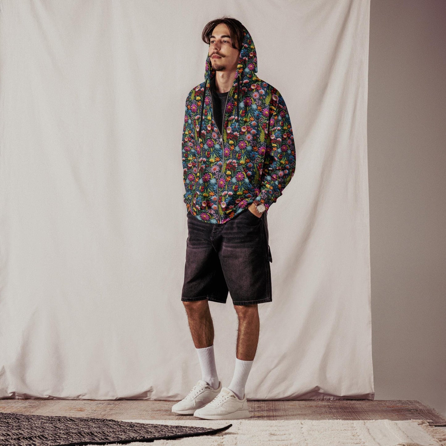 Men's Trendy Pattern Print Hoodie | Stylish Casual Cozy Zipper Jacket | Fashionable Relaxed Wear for Men