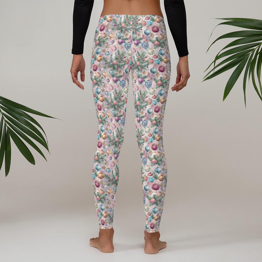 Stylish Microfiber Stretch Leggings – Holiday all over print pattern durable, Comfortable, and UPF 50+ Activewear