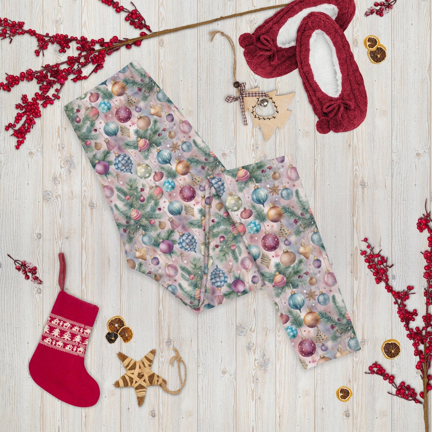Stylish Microfiber Stretch Leggings – Holiday all over print pattern durable, Comfortable, and UPF 50+ Activewear