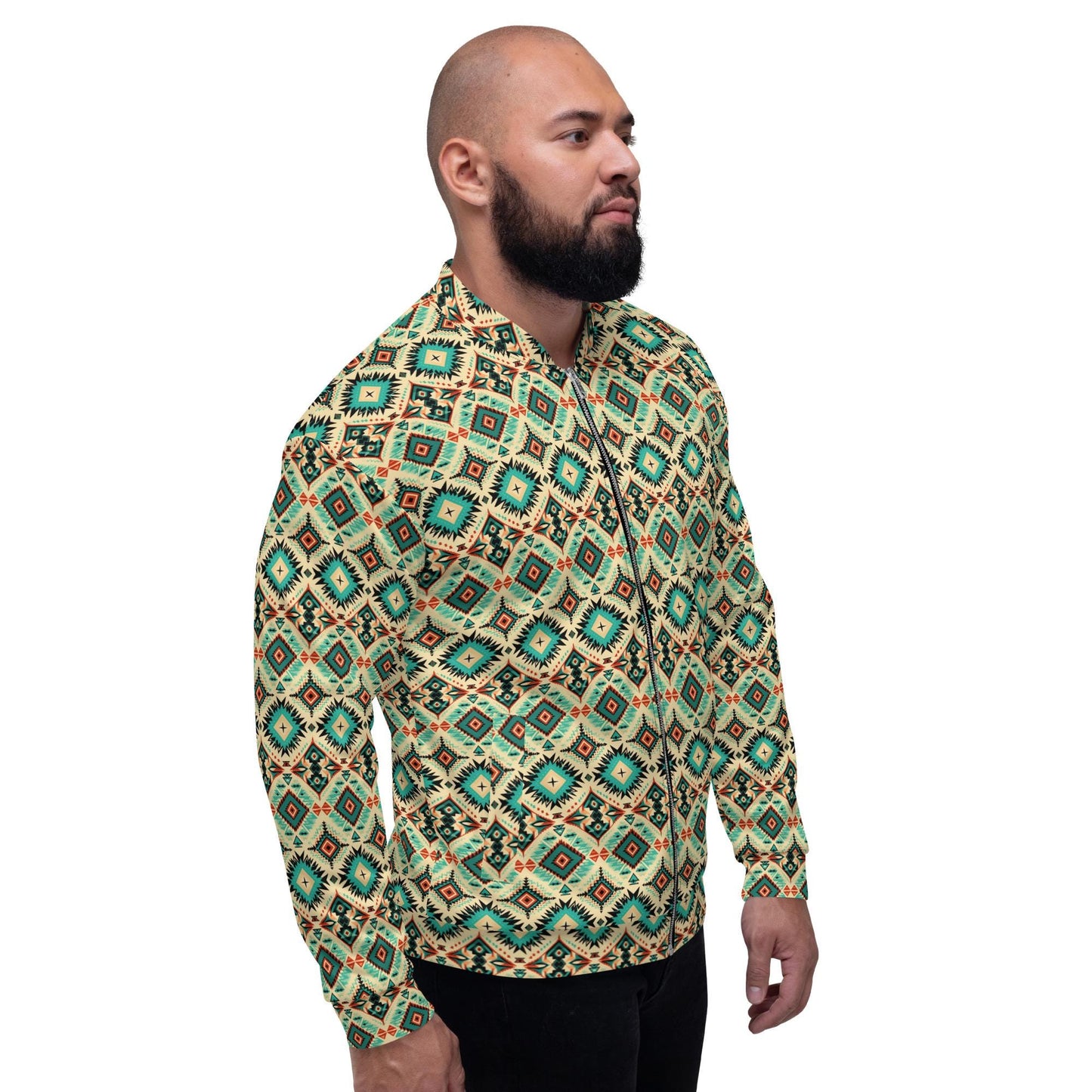 Men's Vibrant All-Over Print Unisex Bomber Jacket – Stylish, Relaxed Fit with Brushed Fleece Lining