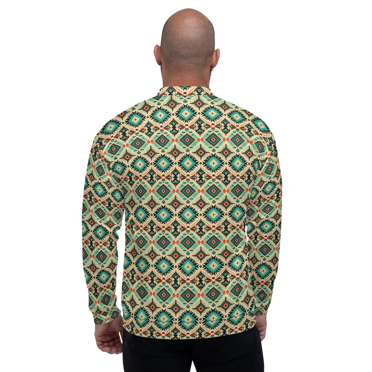 Men's Vibrant All-Over Print Unisex Bomber Jacket – Stylish, Relaxed Fit with Brushed Fleece Lining