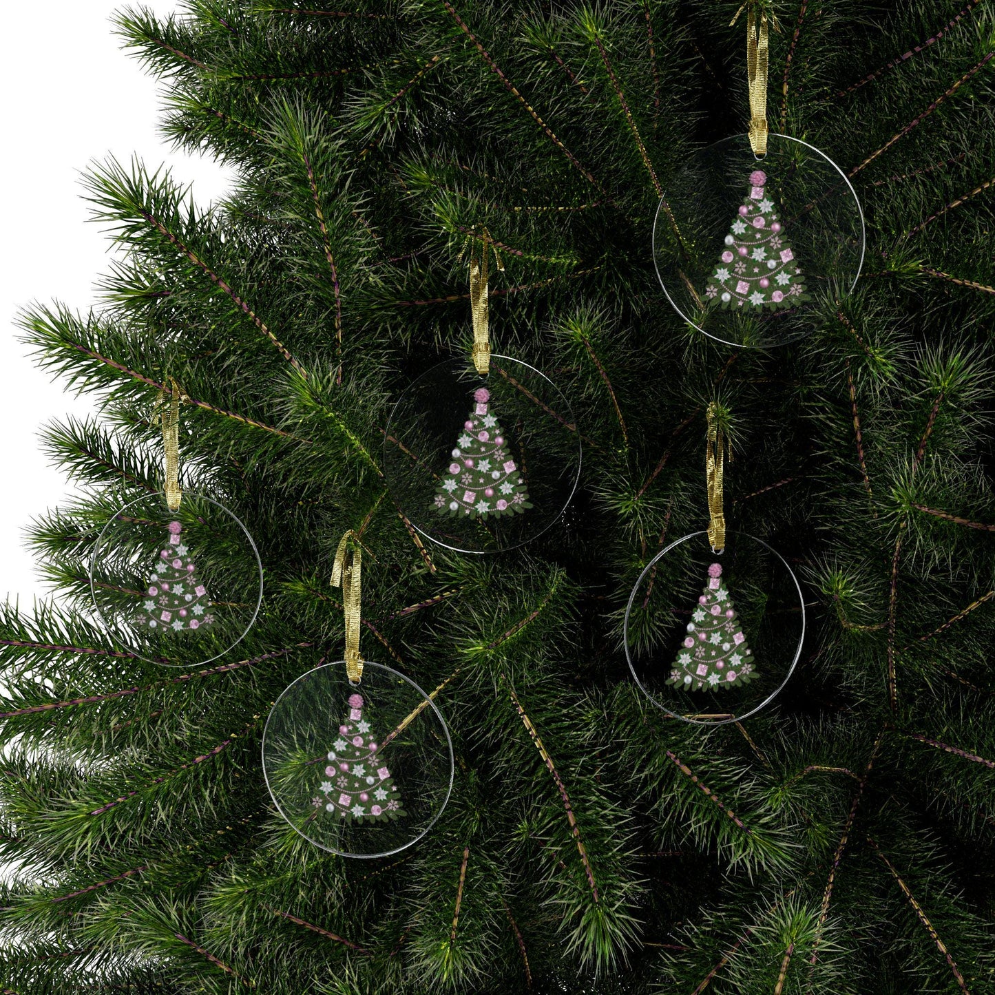 Acrylic Ornaments, Pink Xmas Tree Decor, Minimalist Holiday Ornament, Classy Acrylic Bauble, Simple Tree Design, Christmas Decoration