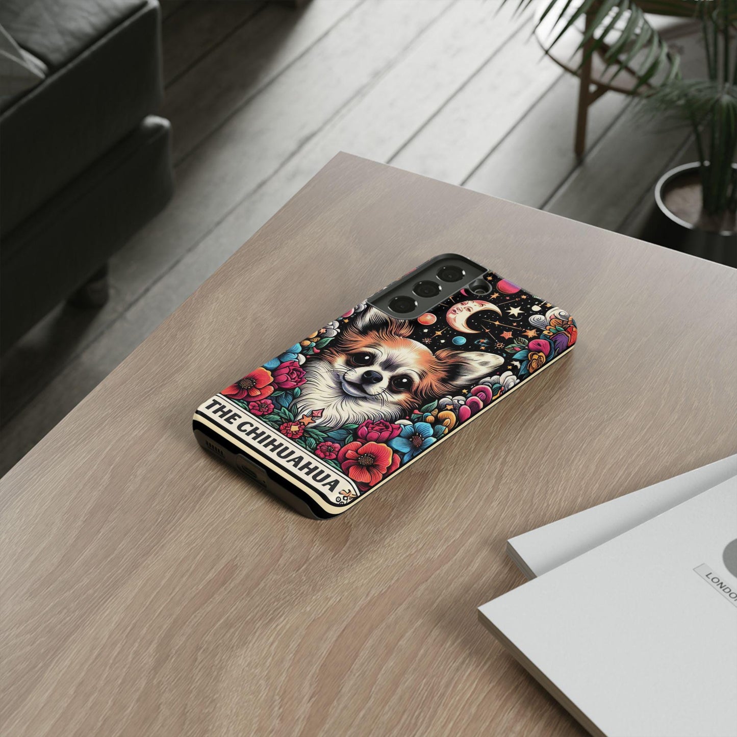 Samsung Tough Cases, Chihuahua Pet Portrait Phone Cover, Android Everyday Cover, Colorful Dog Print, Customized Personal Gift. Gift for Dog