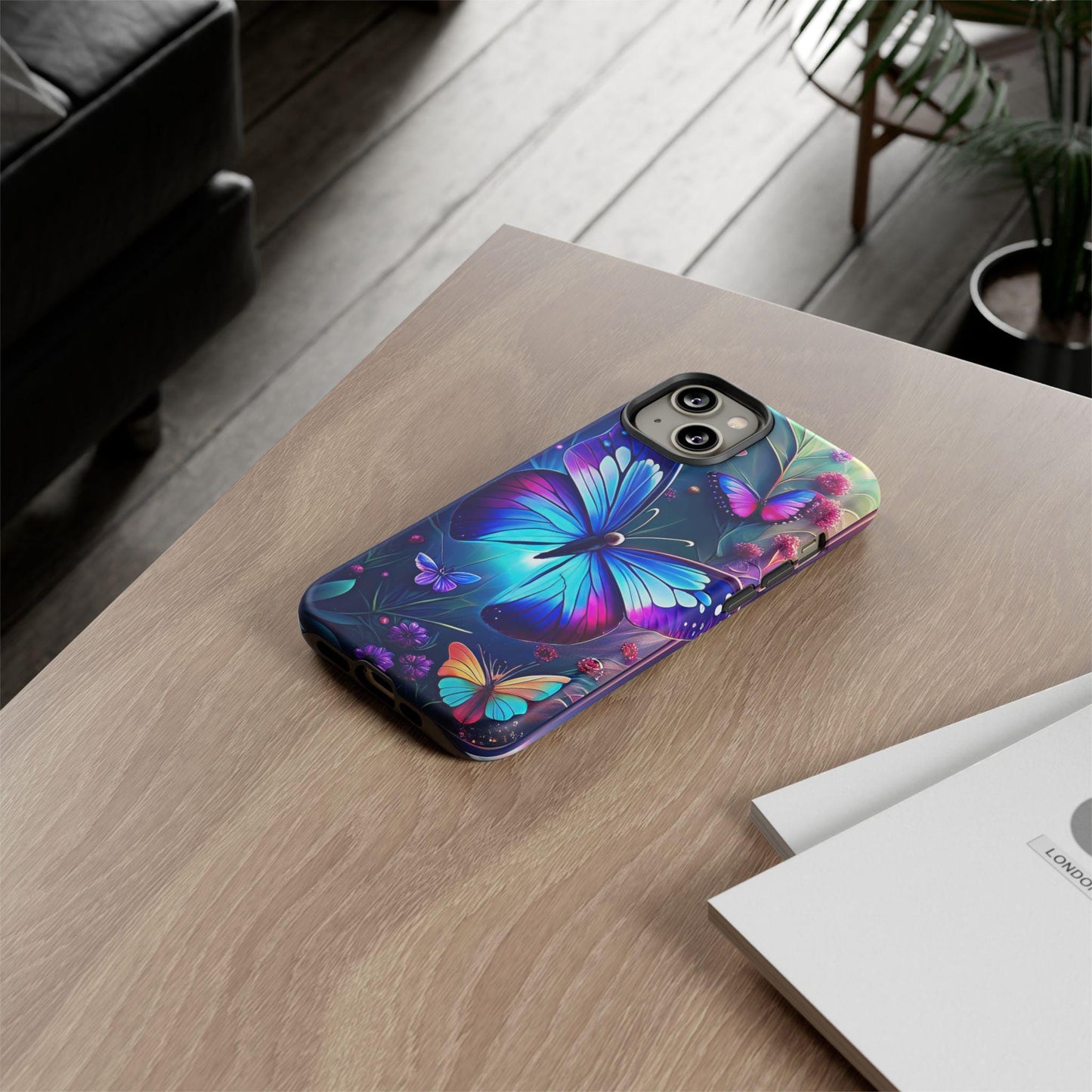 Phone Case, Tough Cases, Vibrant Butterfly Print, Iphone 16/15/13 Mini, Hard Cover, Everyday Protection, Colorful Case, Sturdy Phone Case