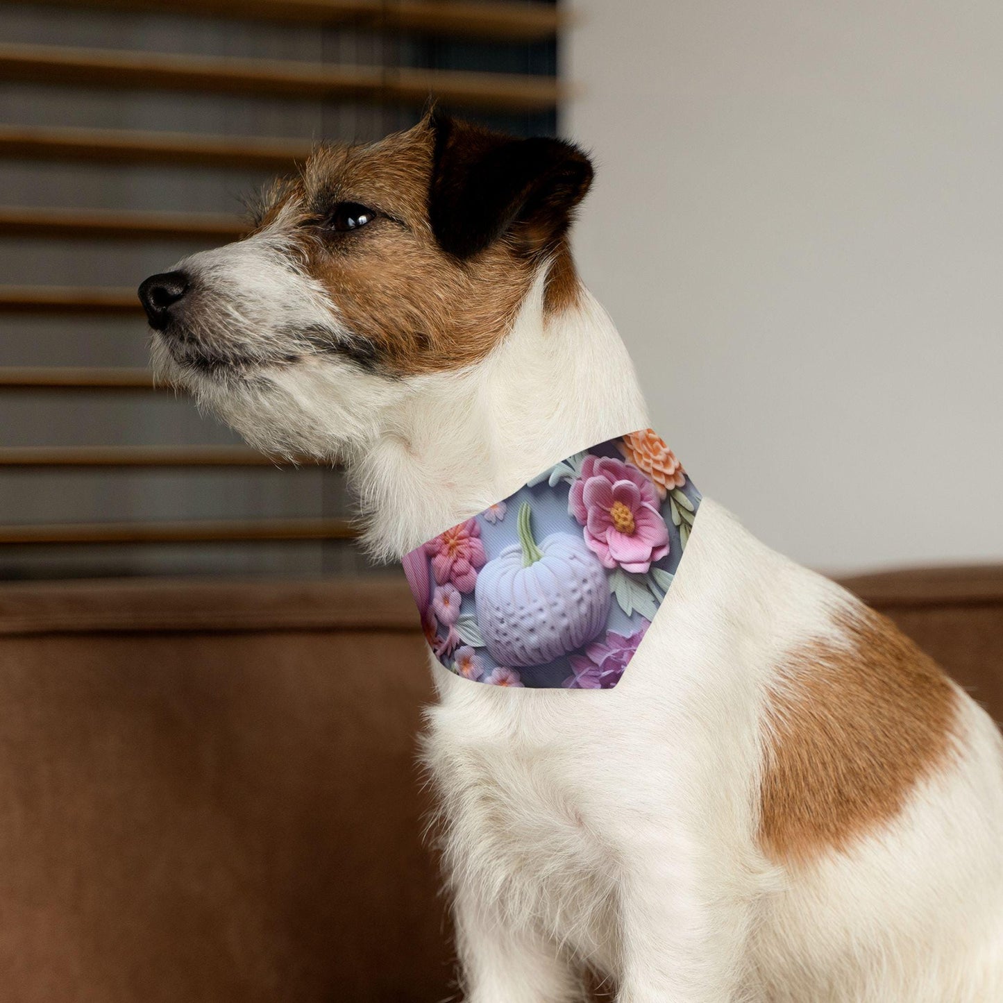Floral Pumpkin Pet Bandana Collar, Fall Accessory, Dog Bandana, Pet Costume, Autumn Outfit, Gift for Dog Lovers