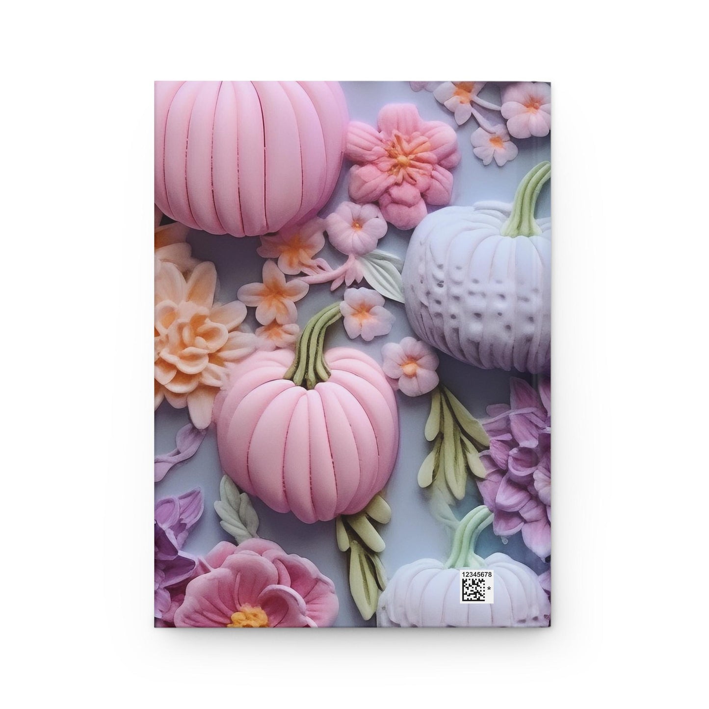 Floral Pumpkin Hardcover Journal, Fall 3D Pastel Custom Print Notebook