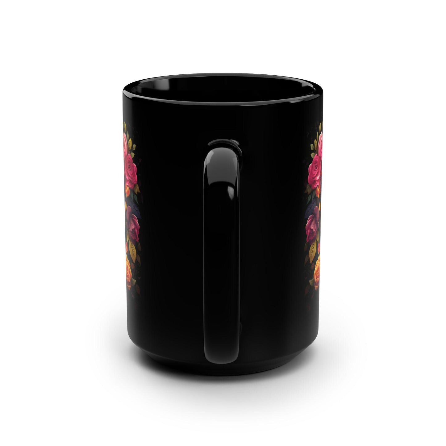 Black Mug, 15oz, Day of The Dead, Dia de Los Muertos, Halloween Mug, Dark Mug, Large Coffee Mug, Festive Mug, Holiday Mug