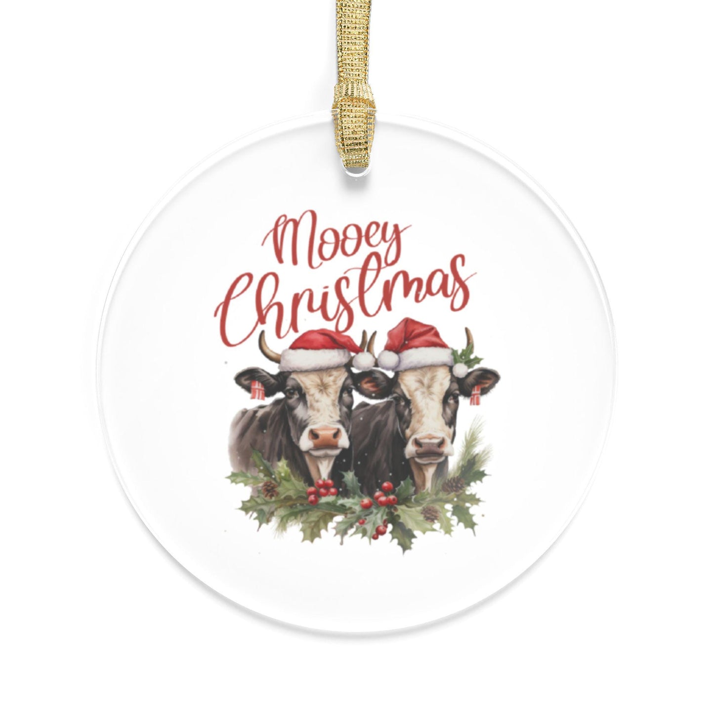 Adornos acrílicos, adornos navideños campestres con diseño de vacas para el árbol de la sala de estar, decoración navideña, decoración del hogar