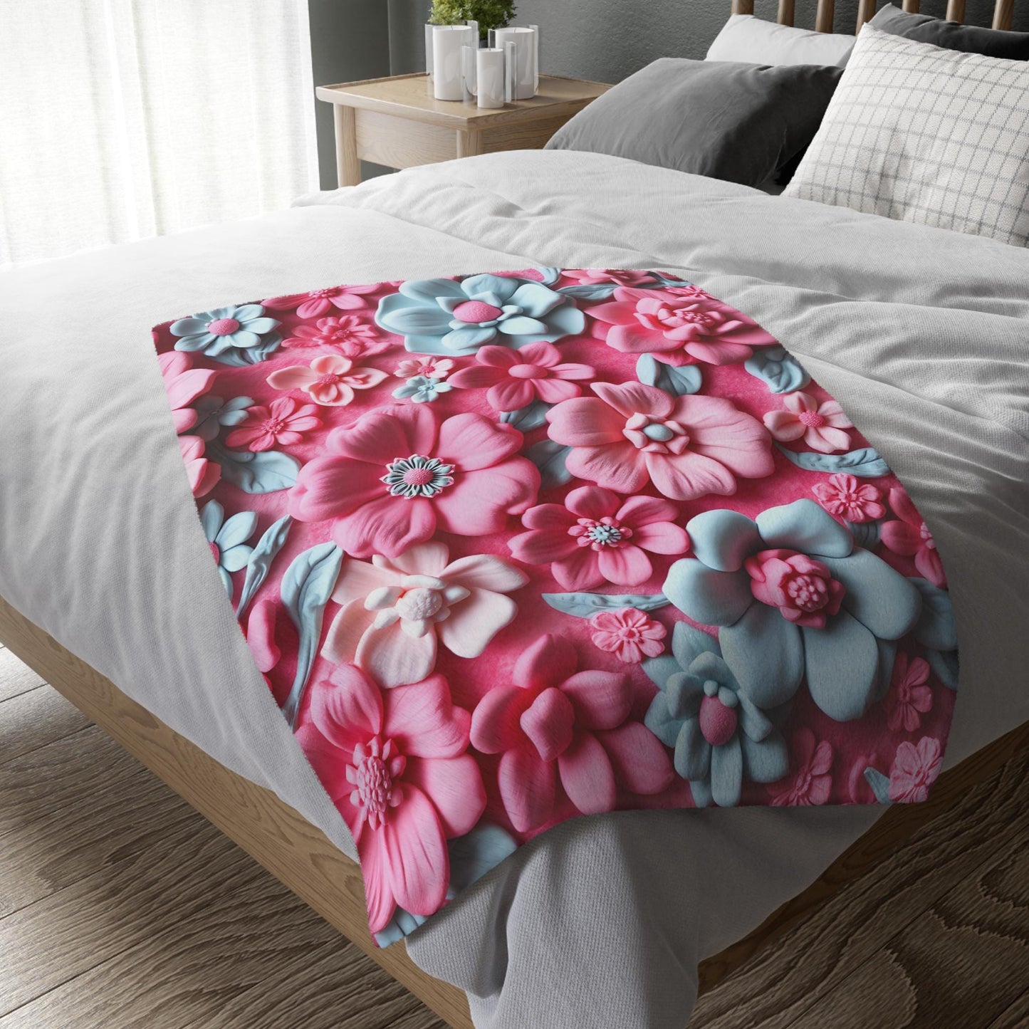 Floral Microfiber Two- Sided Blanket, Cozy Home Decor, Soft Pet Blanket, Chic Gift for Her, Spring Vibes, Garden Lover's Dream