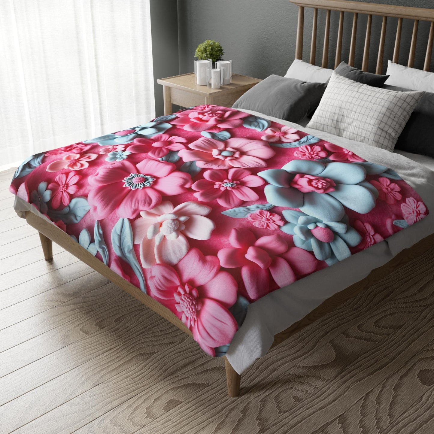 Floral Microfiber Two- Sided Blanket, Cozy Home Decor, Soft Pet Blanket, Chic Gift for Her, Spring Vibes, Garden Lover's Dream