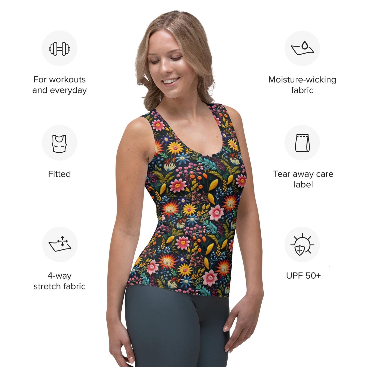 Floral Pattern Sublimation Cut & Sew Tank Top - Custom Female Apparel