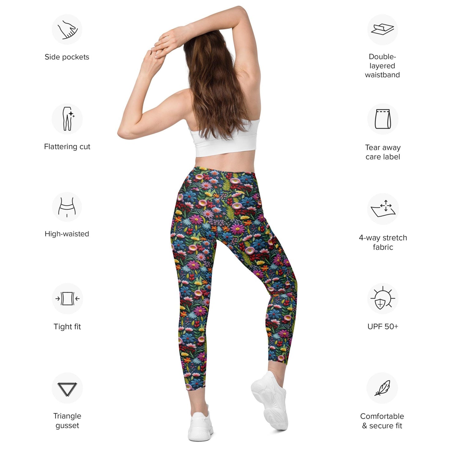 High-Waisted Fall All-Over Print Pocket Leggings | Eco-Friendly Semi-Compression Workout & Casual Wear