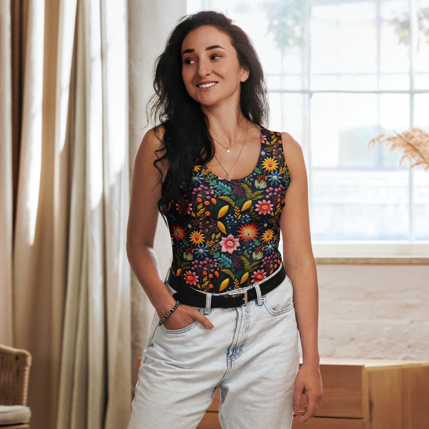 Floral Pattern Sublimation Cut & Sew Tank Top - Custom Female Apparel