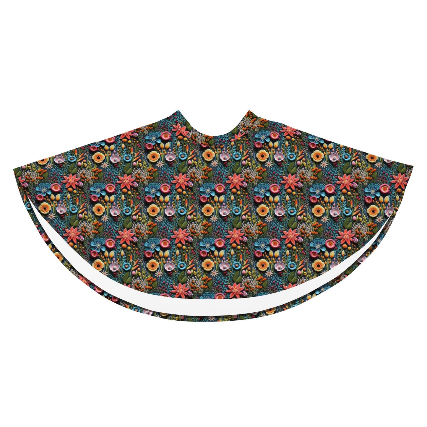 Vibrant All-Over 3D Threaded Floral Print Skater Skirt | Feminine Summer Style | Customizable Sizes