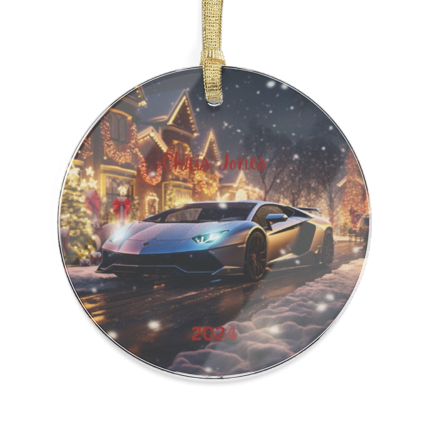 Silver Lamborghini Acrylic Ornament - Personalized Fancy Xmas Tree Decoration, Gift for Car Lovers, Custom Ornament, Holiday Decor, Luxury