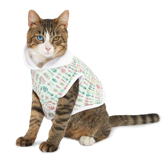 Boho Floral Pet Hoodie | Cozy Dog Sweater, Trendy Cat Apparel, Dog Lovers Gift, Cute Pet Fashion, Pet Costume for Every Occasion The Aurora Touch