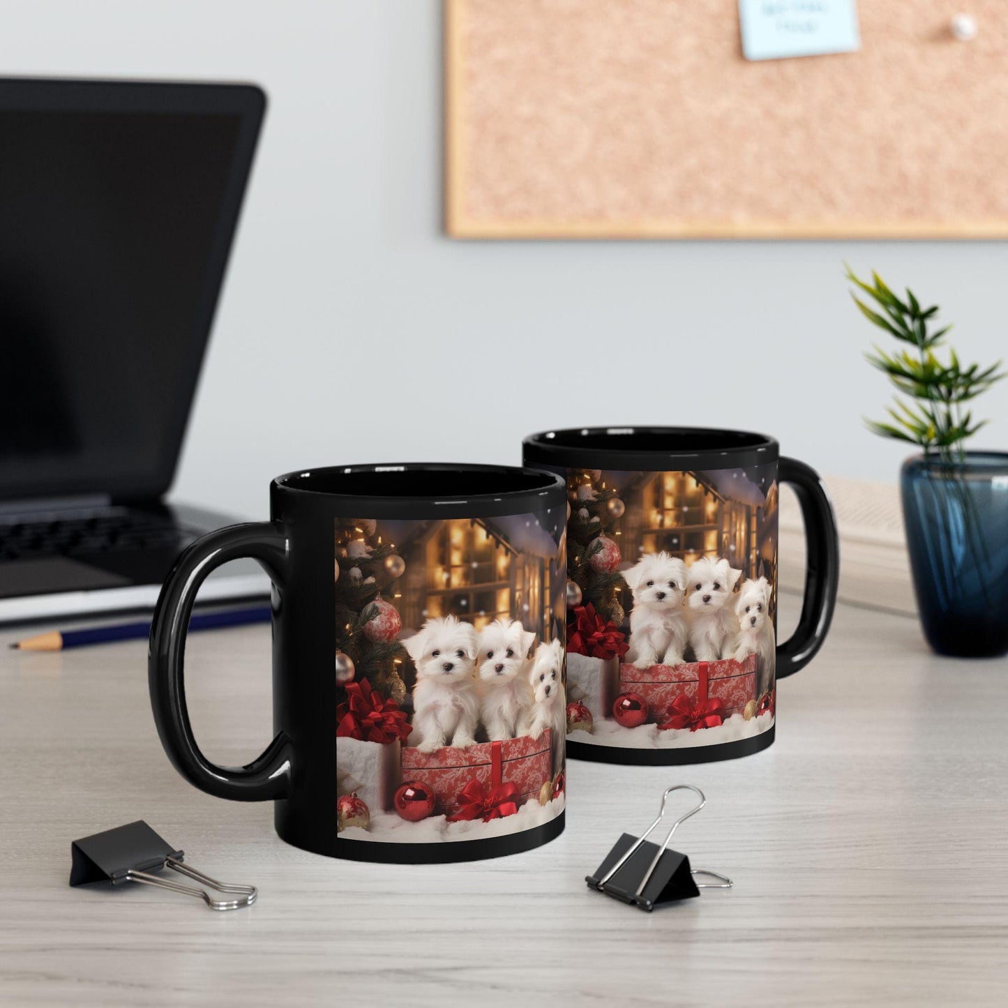 11oz Holiday Puppy Mug, Puppy Love, Maltese Lover, Holiday Gift, Xmas Mug, gift for daughter, Decorative Mug, Gift for her