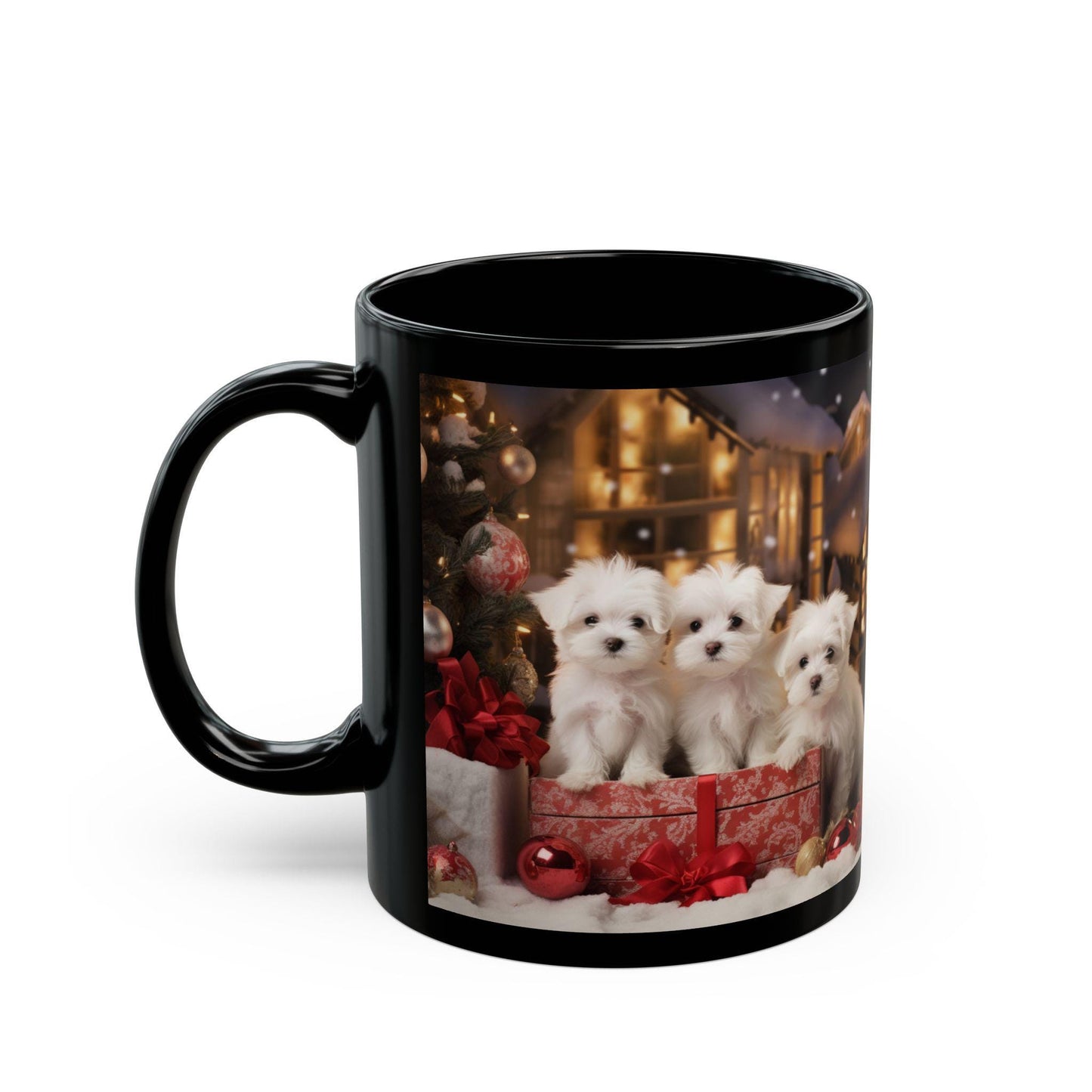 11oz Holiday Puppy Mug, Puppy Love, Maltese Lover, Holiday Gift, Xmas Mug, gift for daughter, Decorative Mug, Gift for her