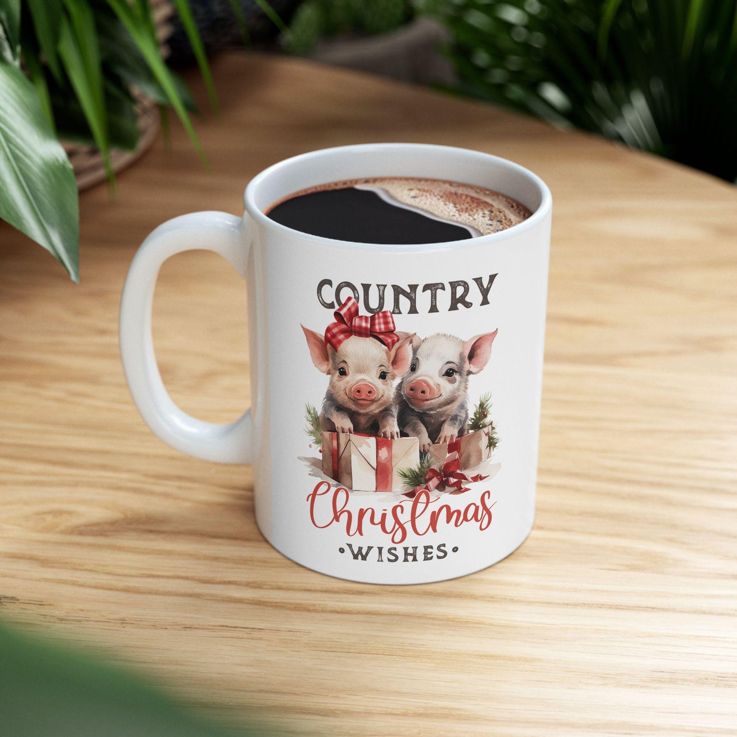 Taza de cerámica de animales de granja, taza de granjeros, taza novedosa para las fiestas, taza de café caliente, taza de regalo de Navidad, tamaño de 11 oz o 15 oz