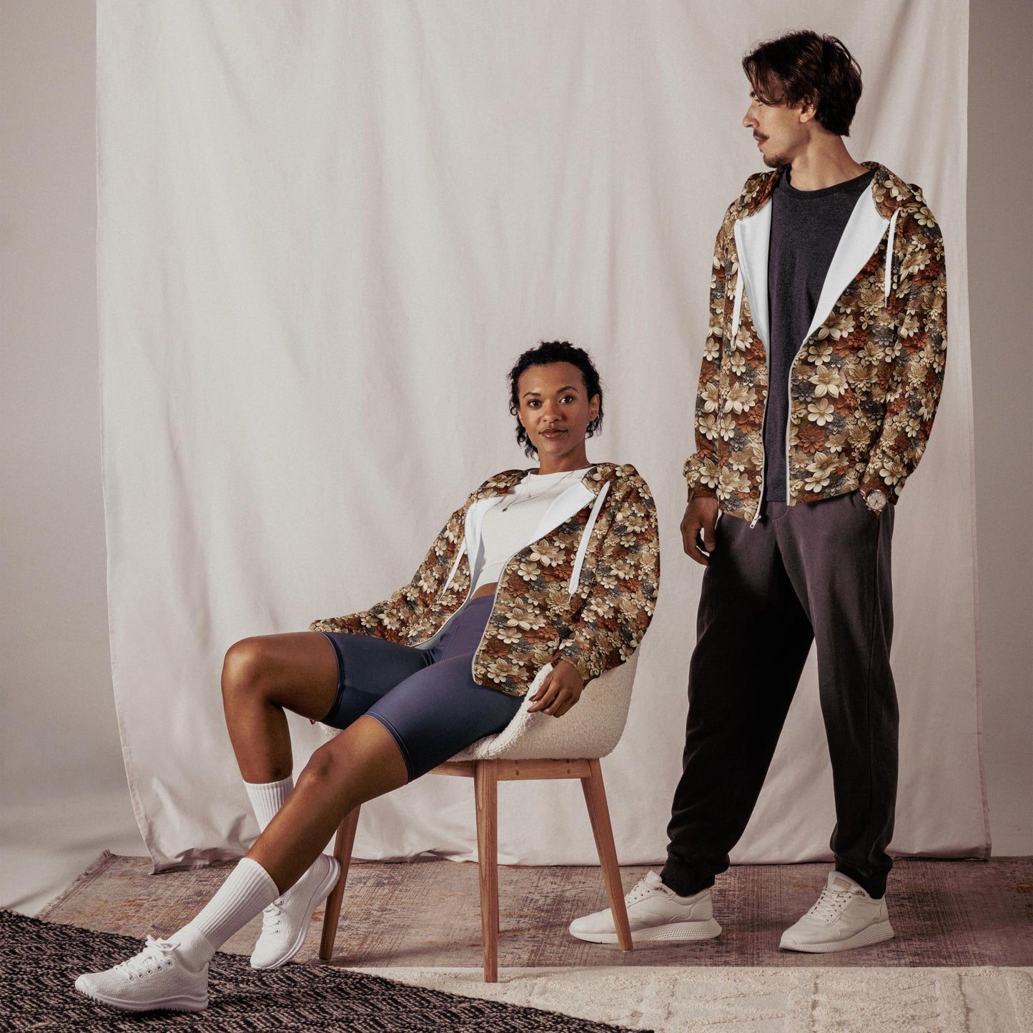 Men's All Over Print Zip Hoodie | Fall Theme Design | Relaxed Jacket for Cool Weather | Stylish and Comfortable