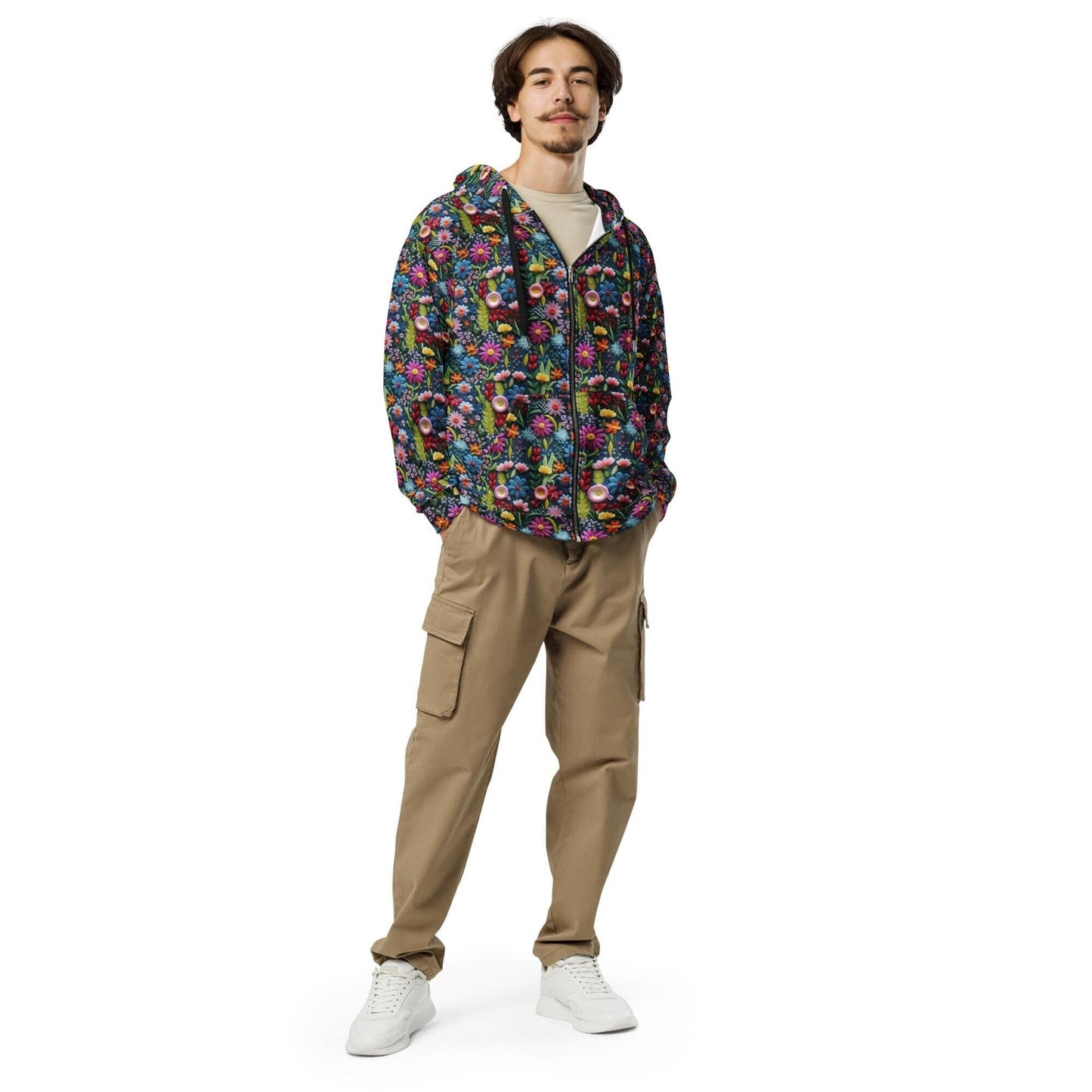 Men's Trendy Pattern Print Hoodie | Stylish Casual Cozy Zipper Jacket | Fashionable Relaxed Wear for Men