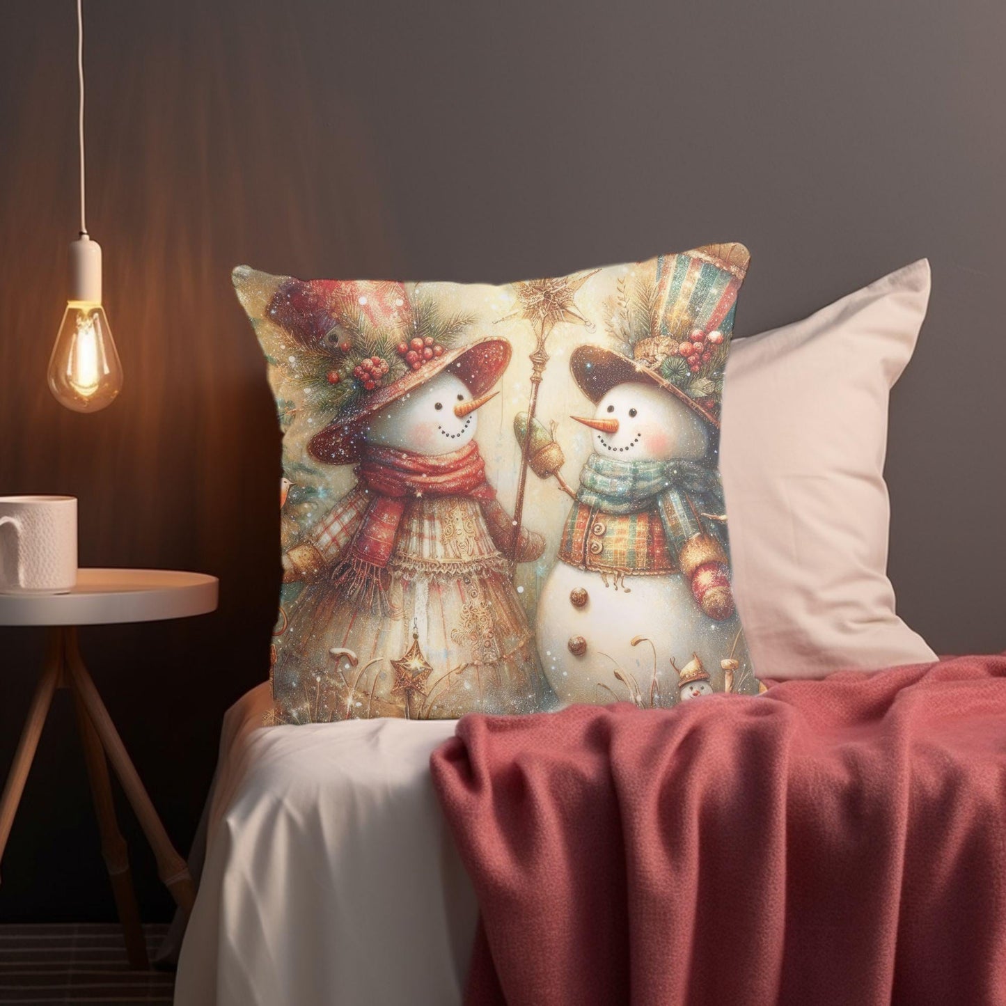 Festive Snowman Pillow, Christmas decor, Holiday gift, Winter home accessory, Cozy throw pillow, Seasonal decoration