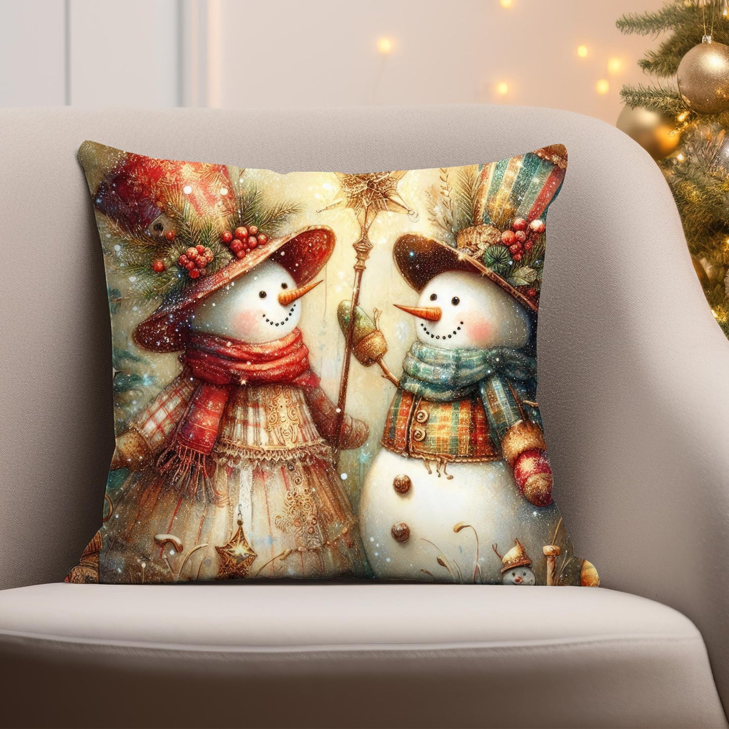 Festive Snowman Pillow, Christmas decor, Holiday gift, Winter home accessory, Cozy throw pillow, Seasonal decoration