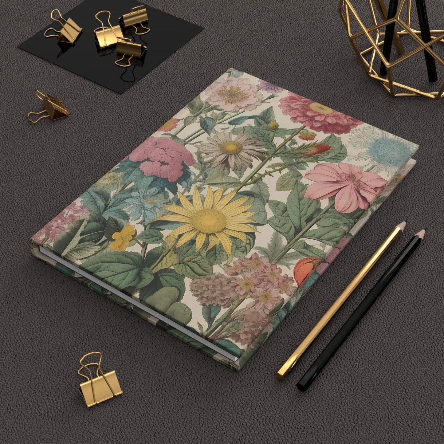 Botanical Hardcover Journal - Floral Design - Perfect for Writing, Note-Taking, Gift for Nature Lovers, Journaling, School Supplies, Flower