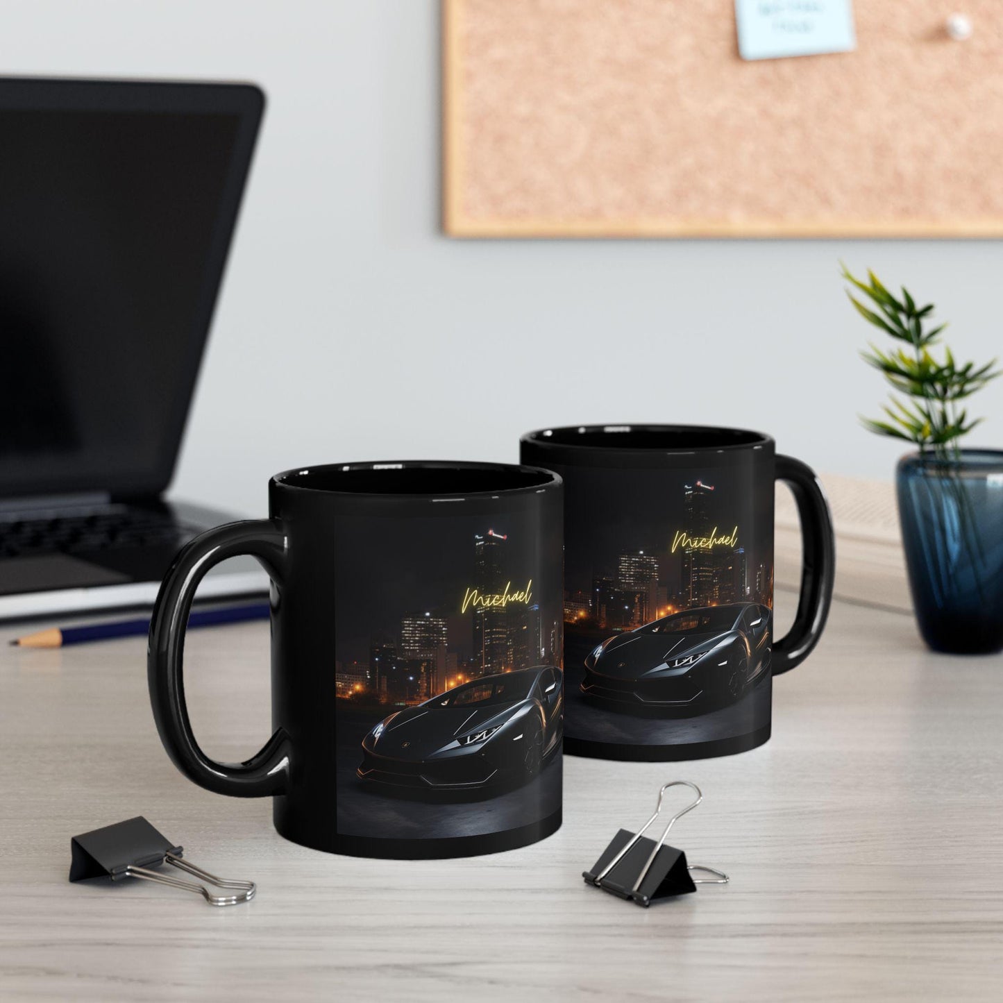 Black Mug, Personalized Sports Car Mug, Matte Lamborghini, Sassy Coffee Cup, Hot Beverage Cup, Gift Item