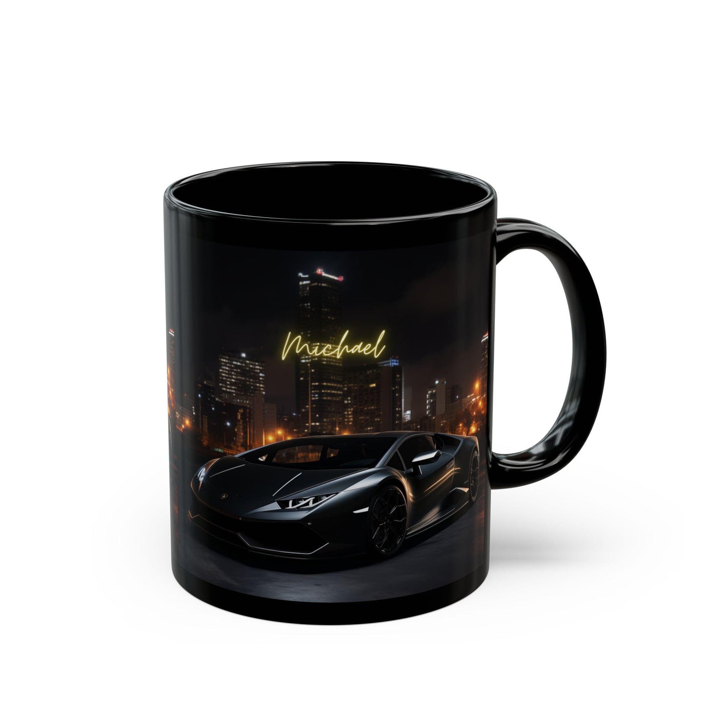 Black Mug, Personalized Sports Car Mug, Matte Lamborghini, Sassy Coffee Cup, Hot Beverage Cup, Gift Item