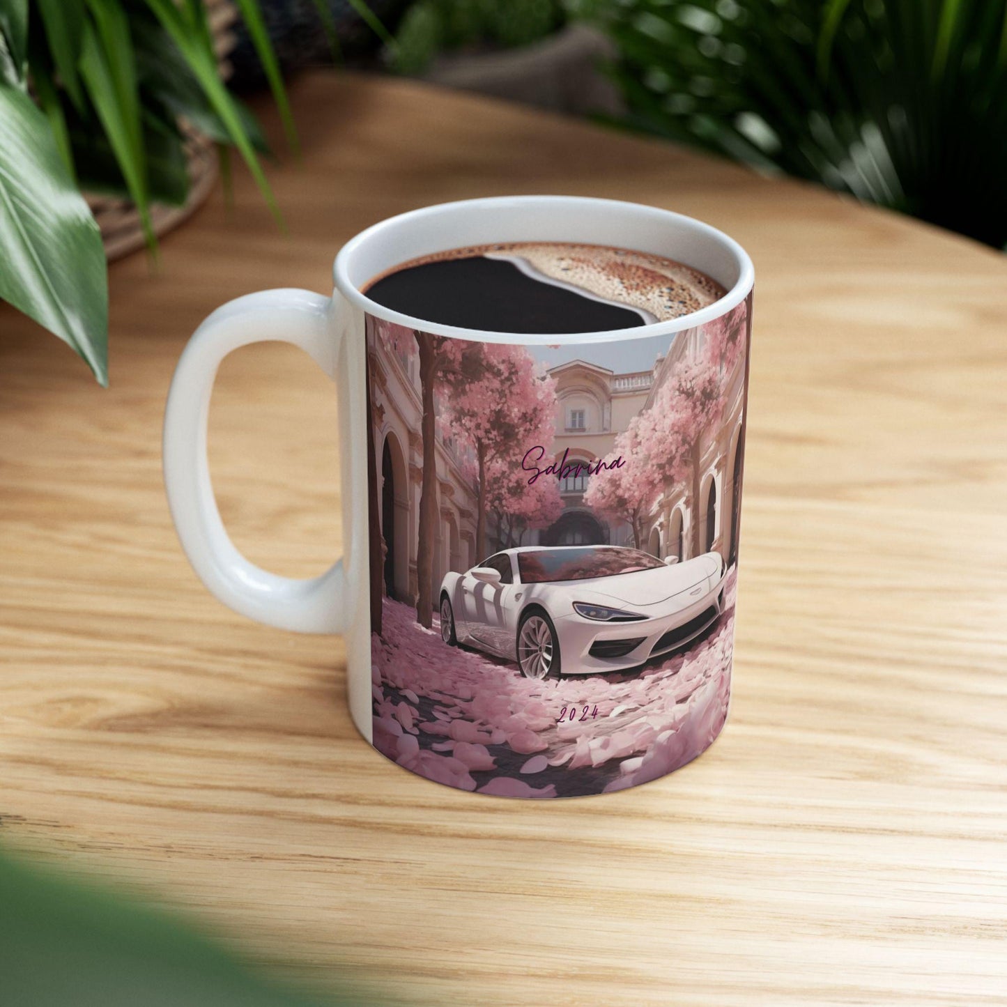 Artistic Exotic Car Ceramic Mug, Personalized White Sexy Lamborghini 11oz Mug, Car Lover Gift, Fancy Cup, Great Gift Idea, Custom Auto