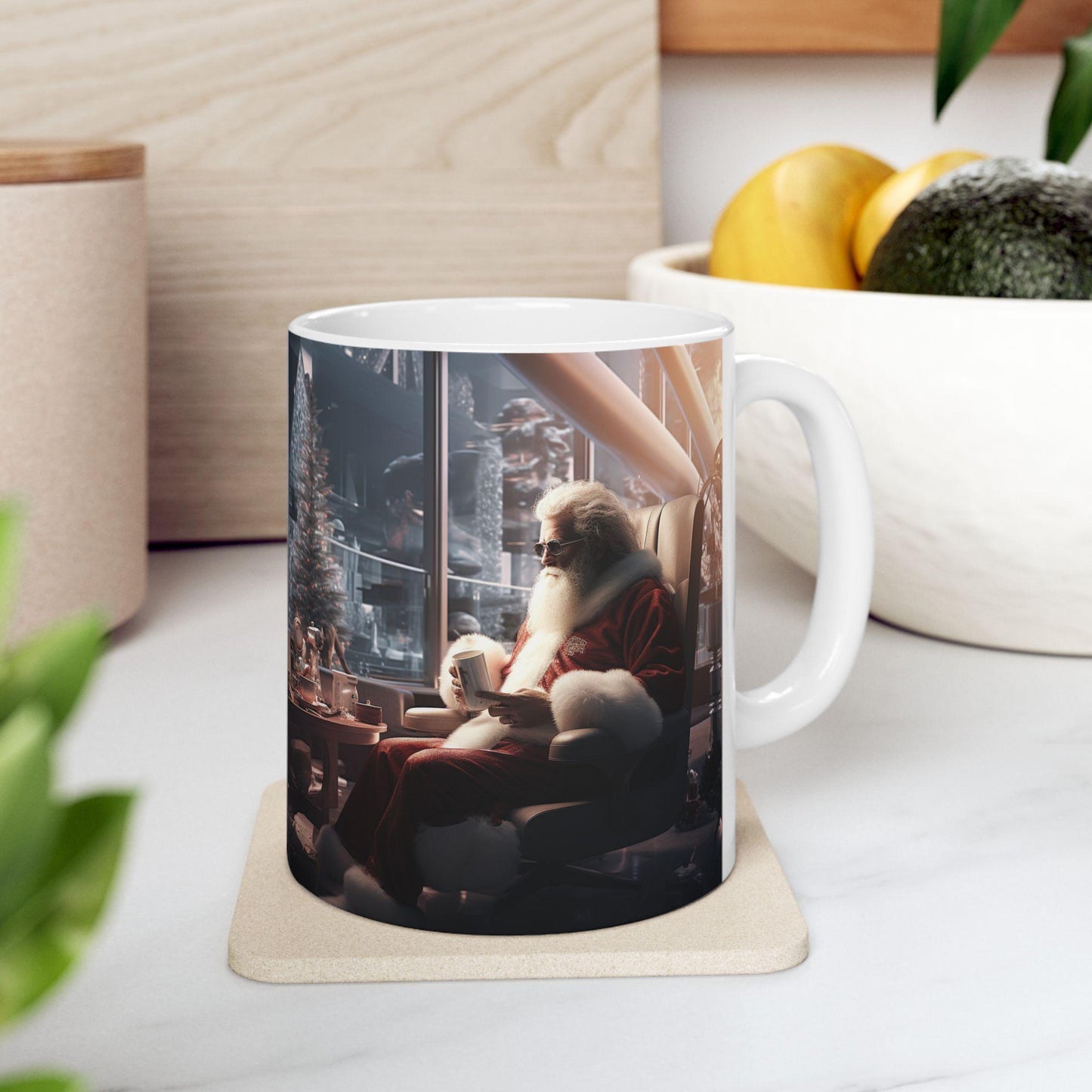 Realistic Santa Ceramic Mug 11oz, Perfect Christmas Gift, Holiday Coffee Mug, Festive Kitchen Decor, Unique Santa Mug, Gift for Family