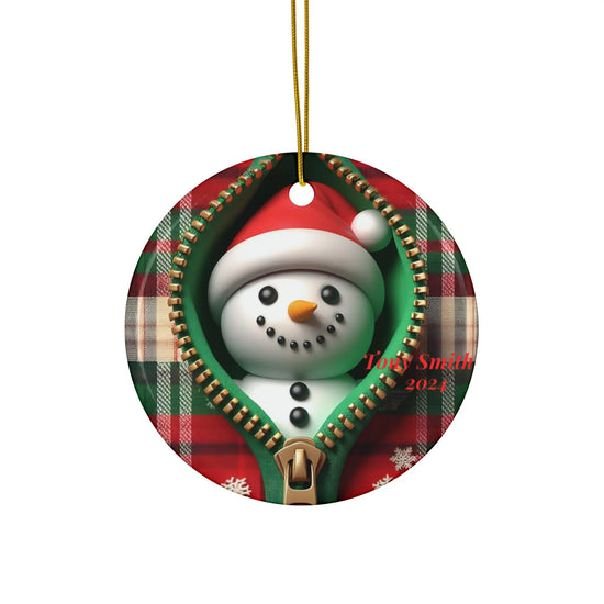 Personalized Snowman Ceramic Ornament, Holiday Decoration, Christmas Gift, Winter Keepsake, Customizable Gift Tag The Aurora Touch
