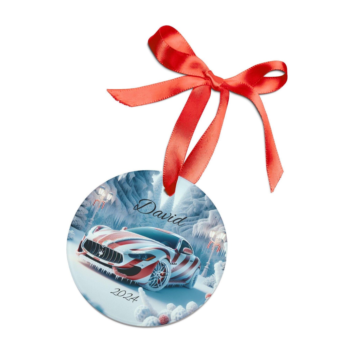 Personalized Car Ornament, Custom Holiday Decoration, Christmas Gift, Maserati Ornament with Ribbon, Unique Tree Decor, 2024 Edition