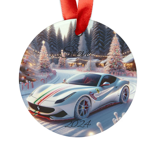 Personalized Christmas Acrylic Ornament, Holiday Decoration for Car Lovers, Custom Holiday Gift, Xmas Keepsake, Ferrari Ornament The Aurora Touch