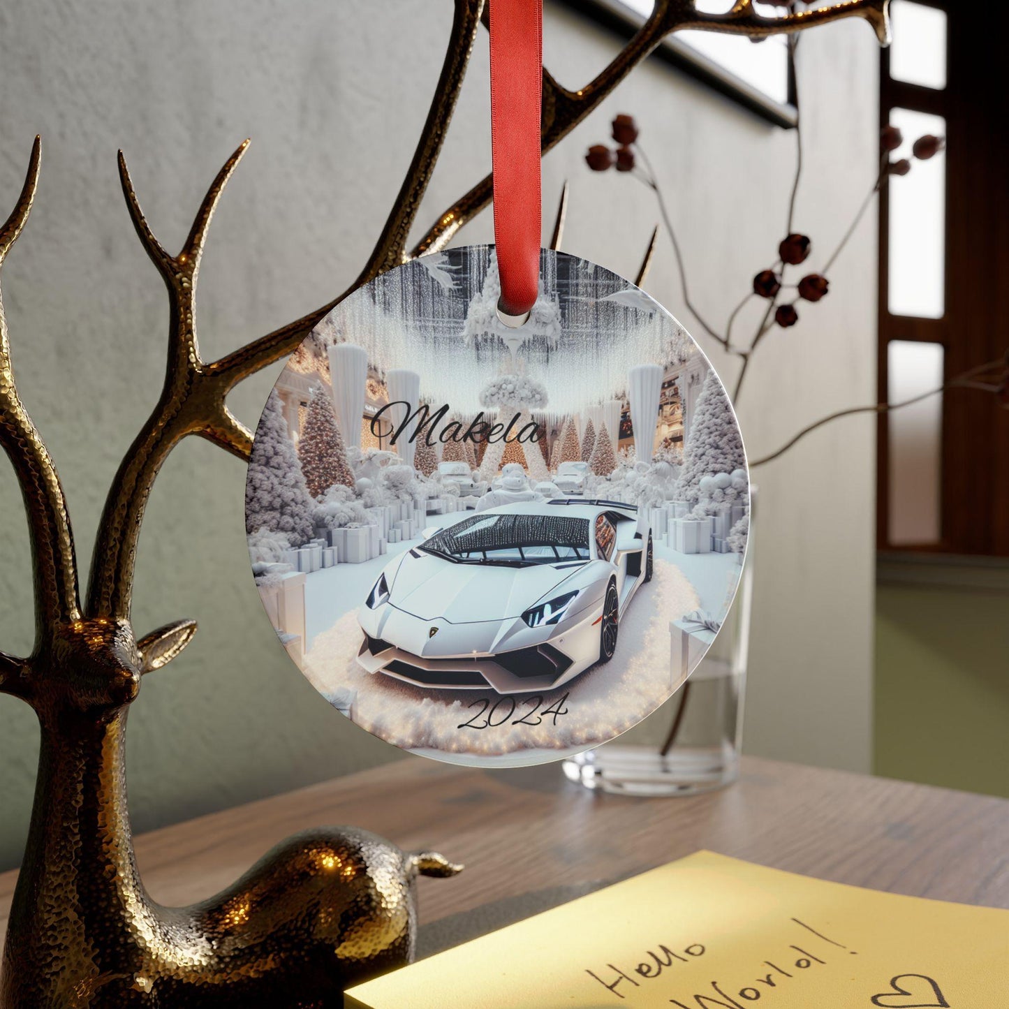 Luxury Car Acrylic Ornament, Personalized Holiday Décor, Christmas Tree Decoration, Unique Gift for Car Enthusiasts, Lamborghini