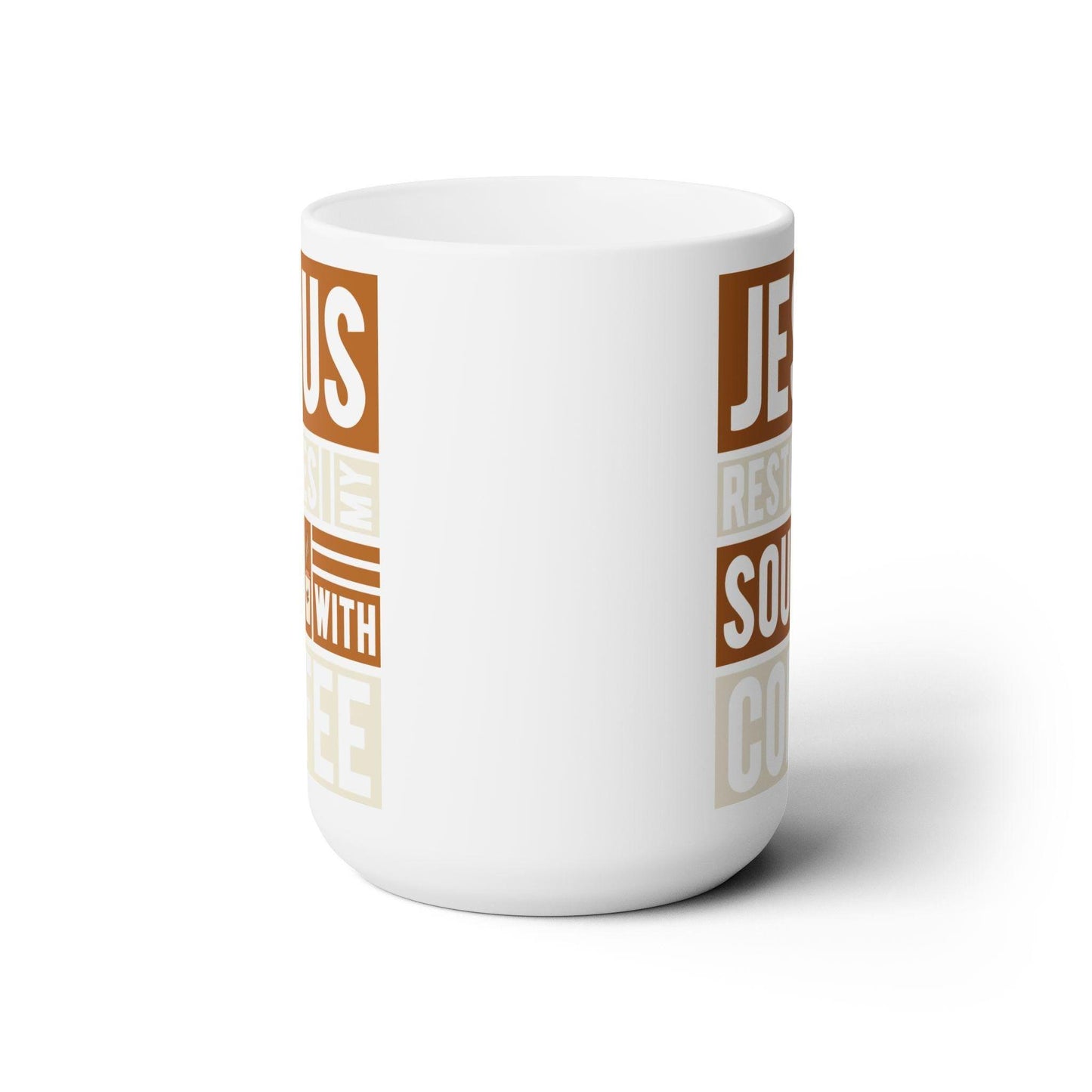 Ceramic Mug 15oz, inspirational large coffee novelty hot tea Jesus faith inspired drinking cup great for pastor gift