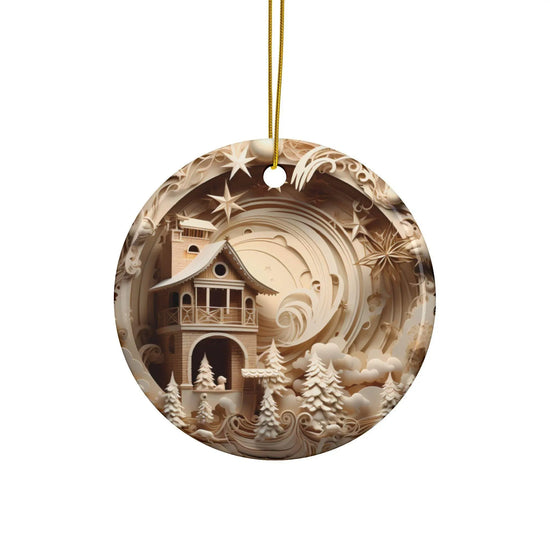 Whimsical Double-Sided Ceramic Ornaments - A Cozy Winter Wonderland, Tree Decorations, Holiday Gifts, Home Decor, Christmas Ornaments The Aurora Touch