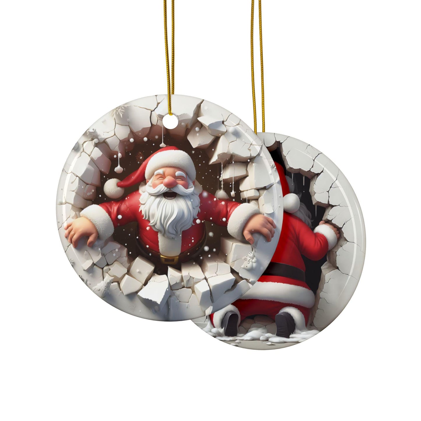 3D Decorative XMAS Ceramic Ornaments, Double-Sided (1pc, 3pcs, 5pcs, 10pcs) - Festive Holiday Decor, Christmas Tree Decoration, Gift for